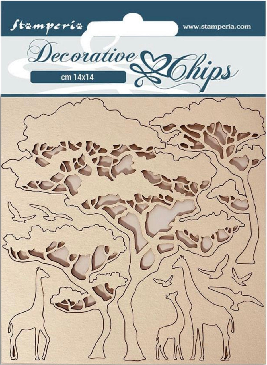 Fichas Decorativas Stamperia - Savana Cebra y Árbol